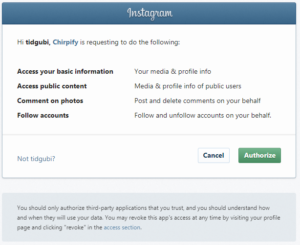 Chirpify Instagram Permissions