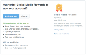 Chirpify Twitter Permissions