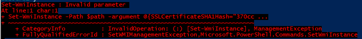 Set-WmiInstance : Invalid parameter