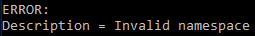 wmic error: Description = Invalid namespace